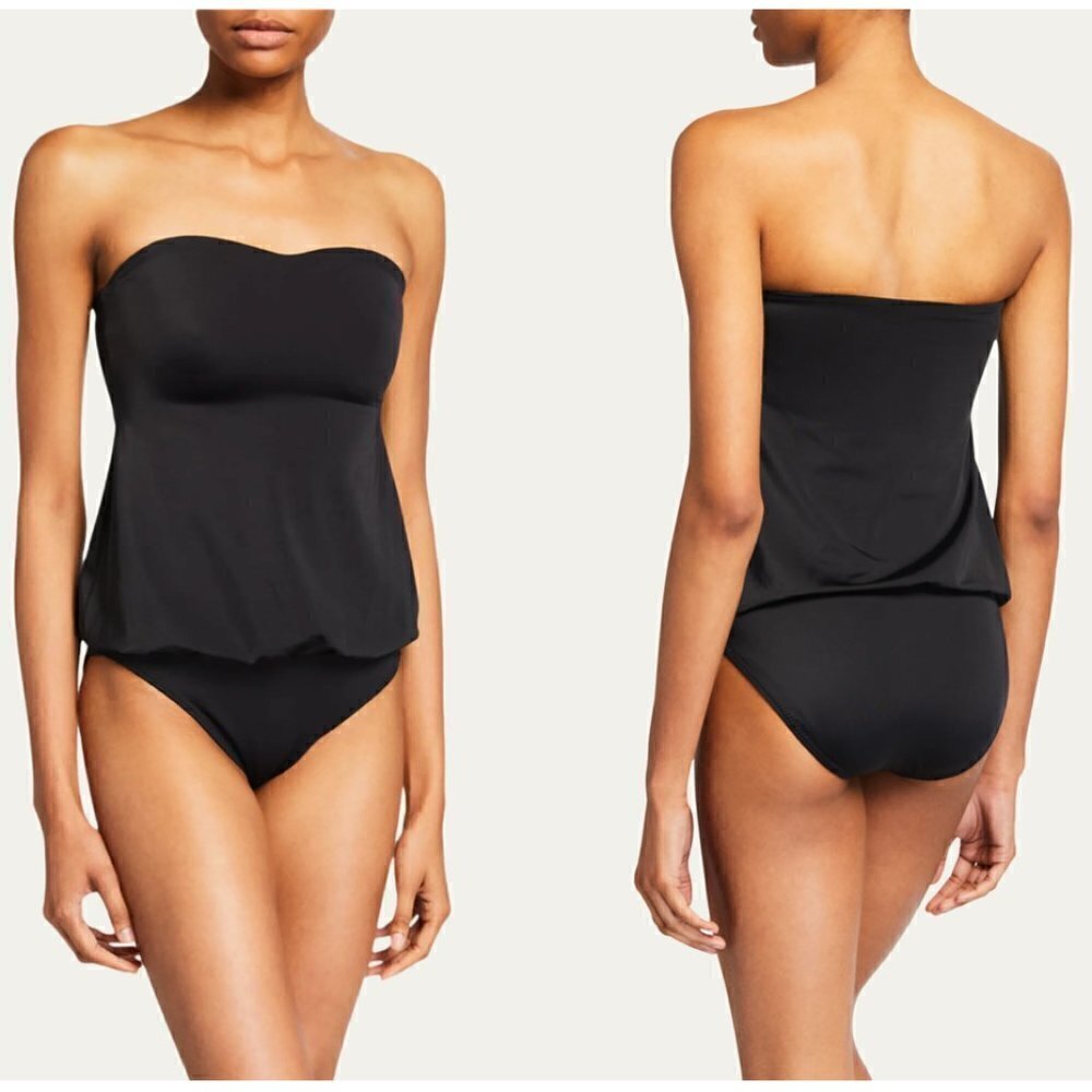 NORMA KAMALI Strapless Babydoll One-Piece Swimsuit in Black Size XX-Small